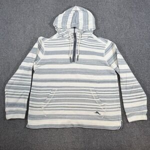 Tommy Bahama Hoodie Mens Small Shoreline Stripe Baja Beach Pullover 1/4‎ Zip